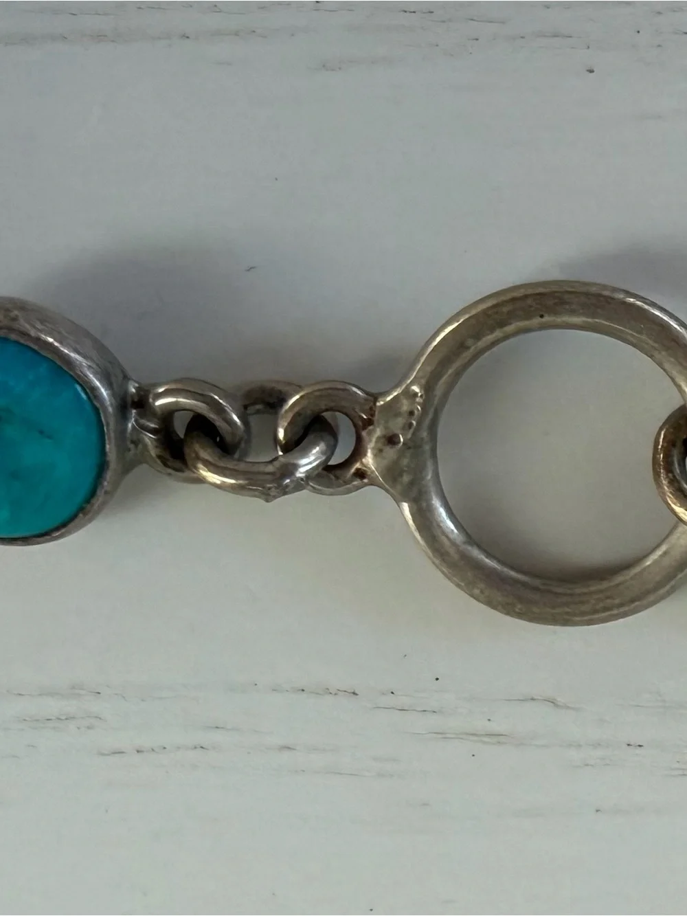 Sterling Silver Turquoise Shell Link Bracelet - Blue